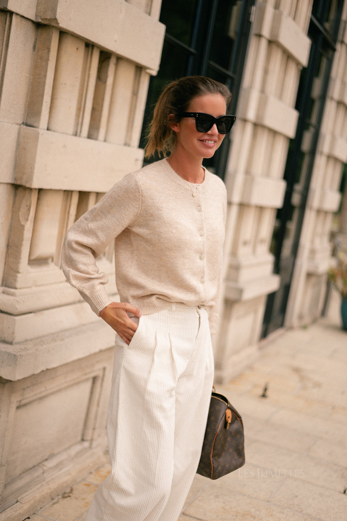 VIGladys O-neck knit cardigan natural melange