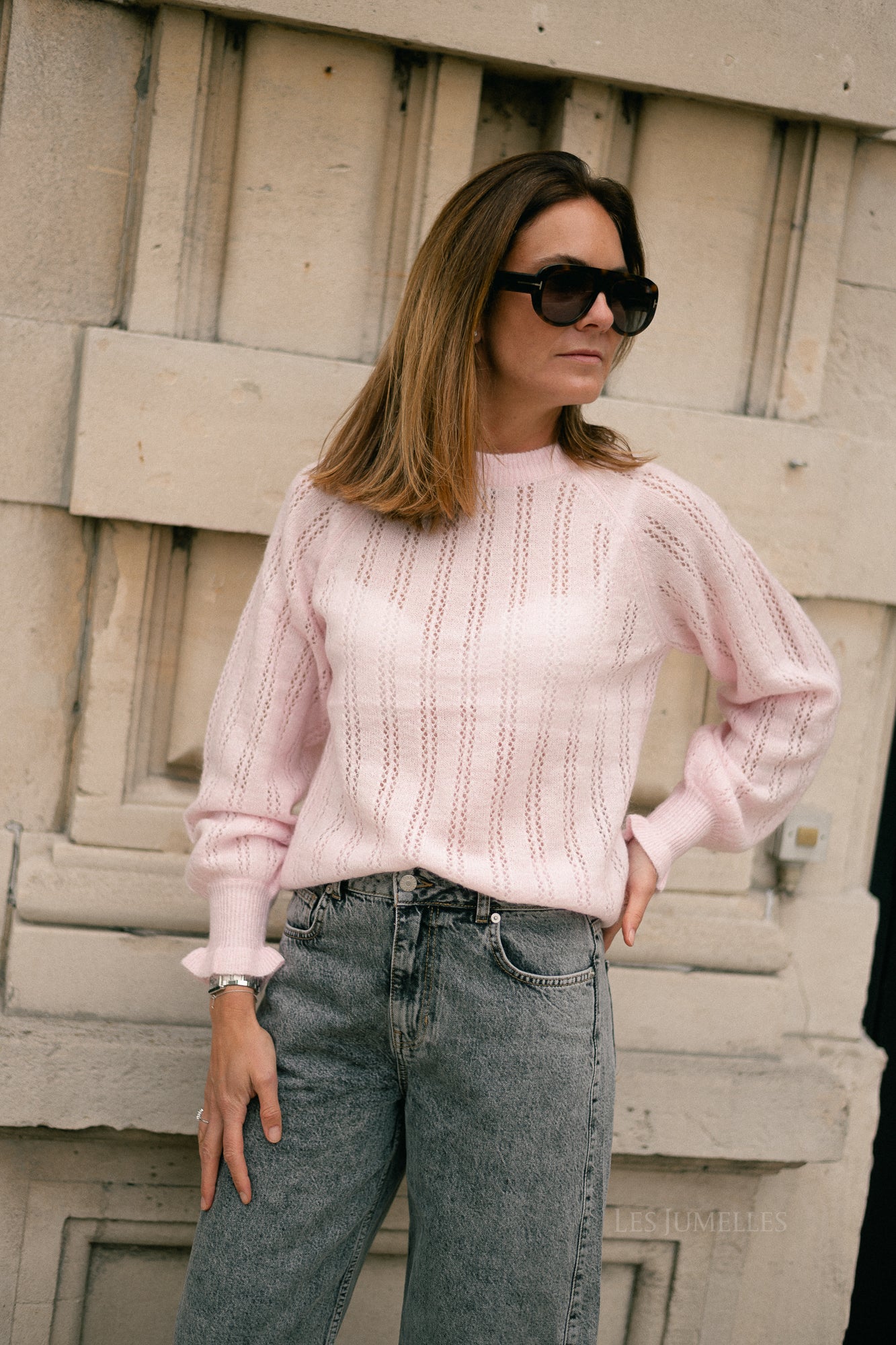 YASOrima LS wool blend knit pullover orchid pink