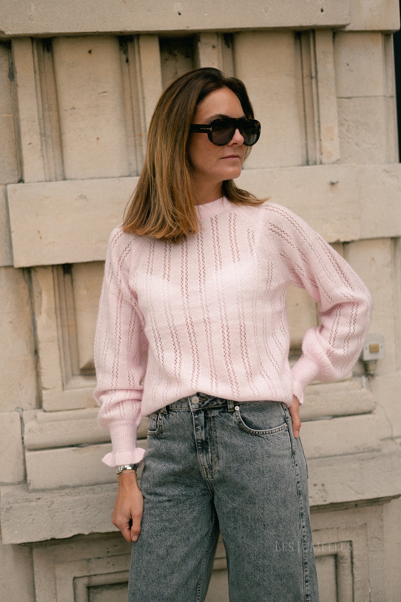 YASOrima LS wool blend knit pullover orchid pink