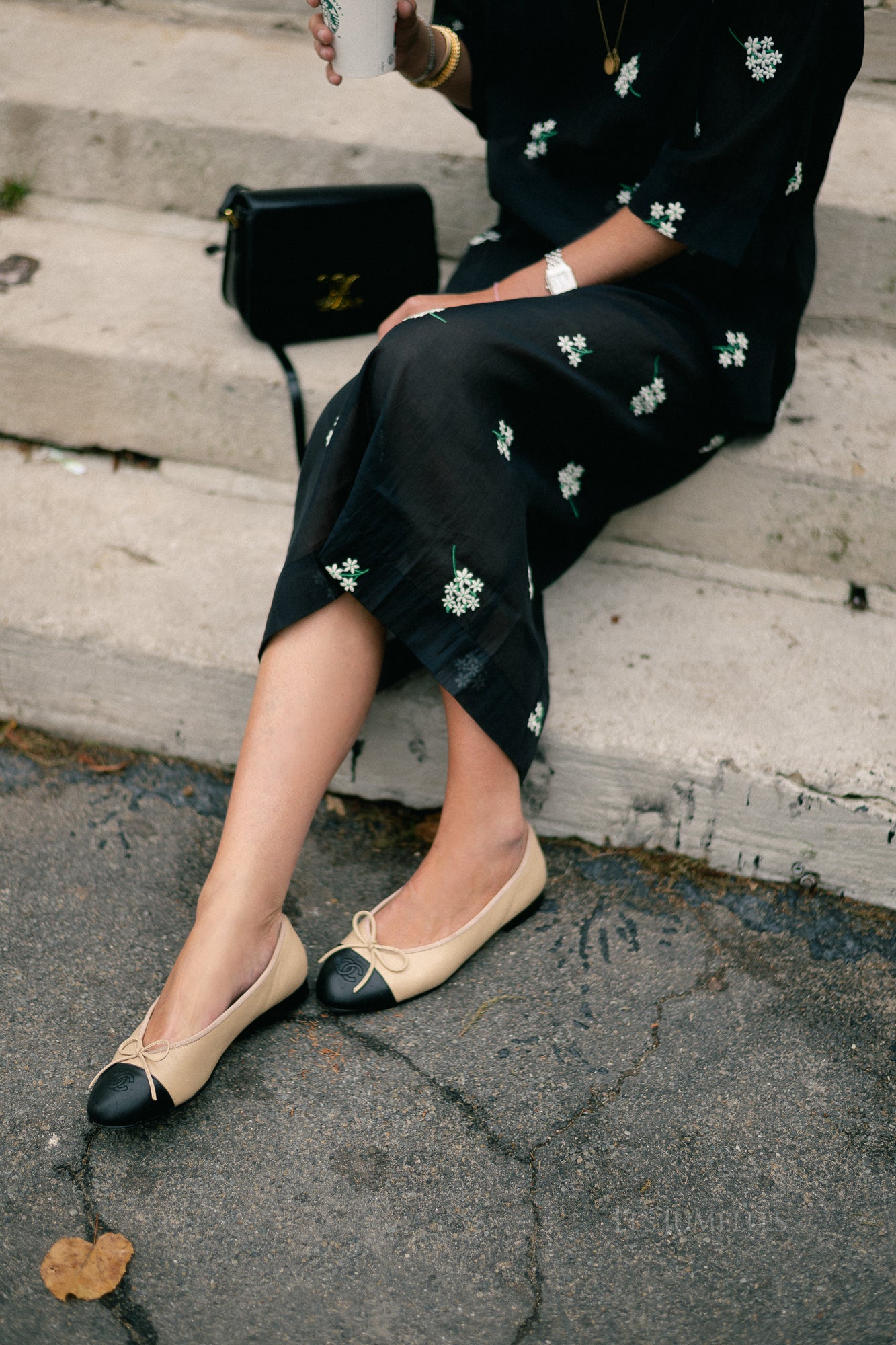 Angely skirt black & white embroidery