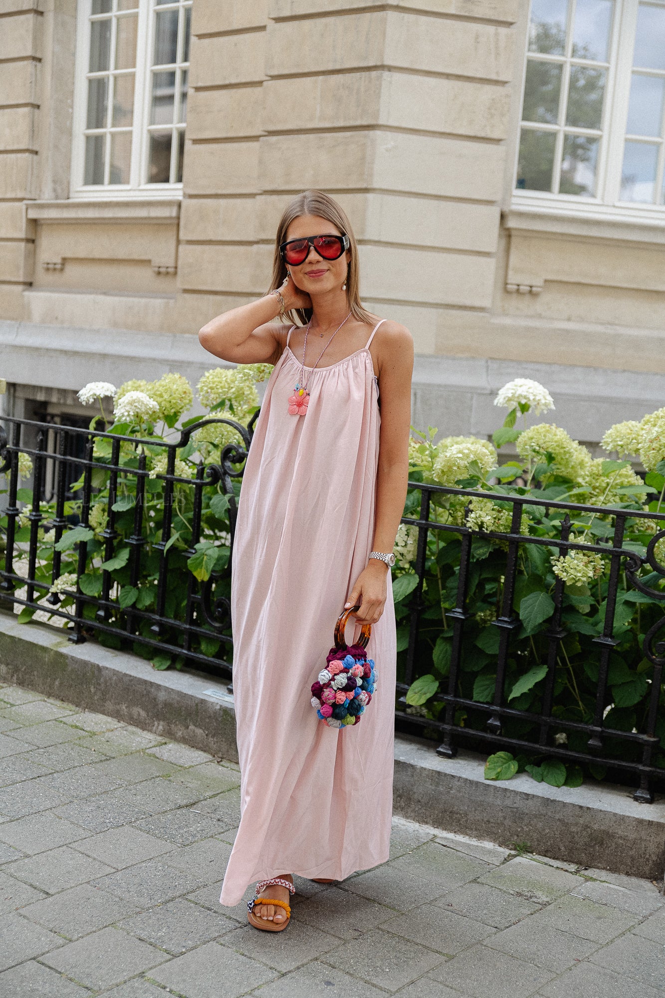 VIKanna robe longue rose fumée