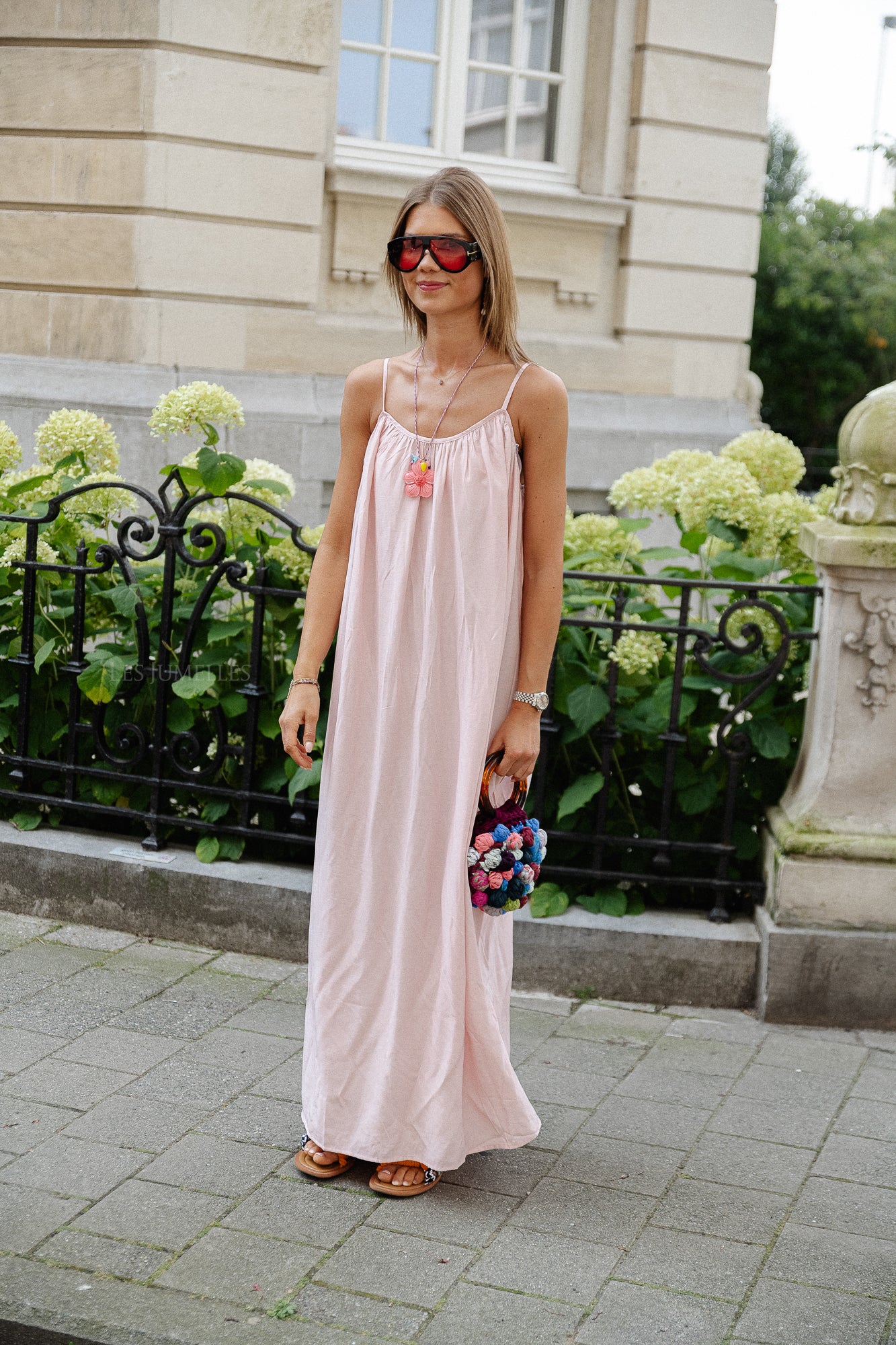 VIKanna robe longue rose fumée