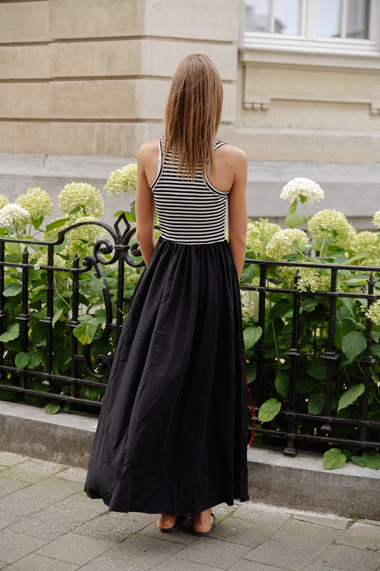 Robe longue Maxine rayures noires et blanches