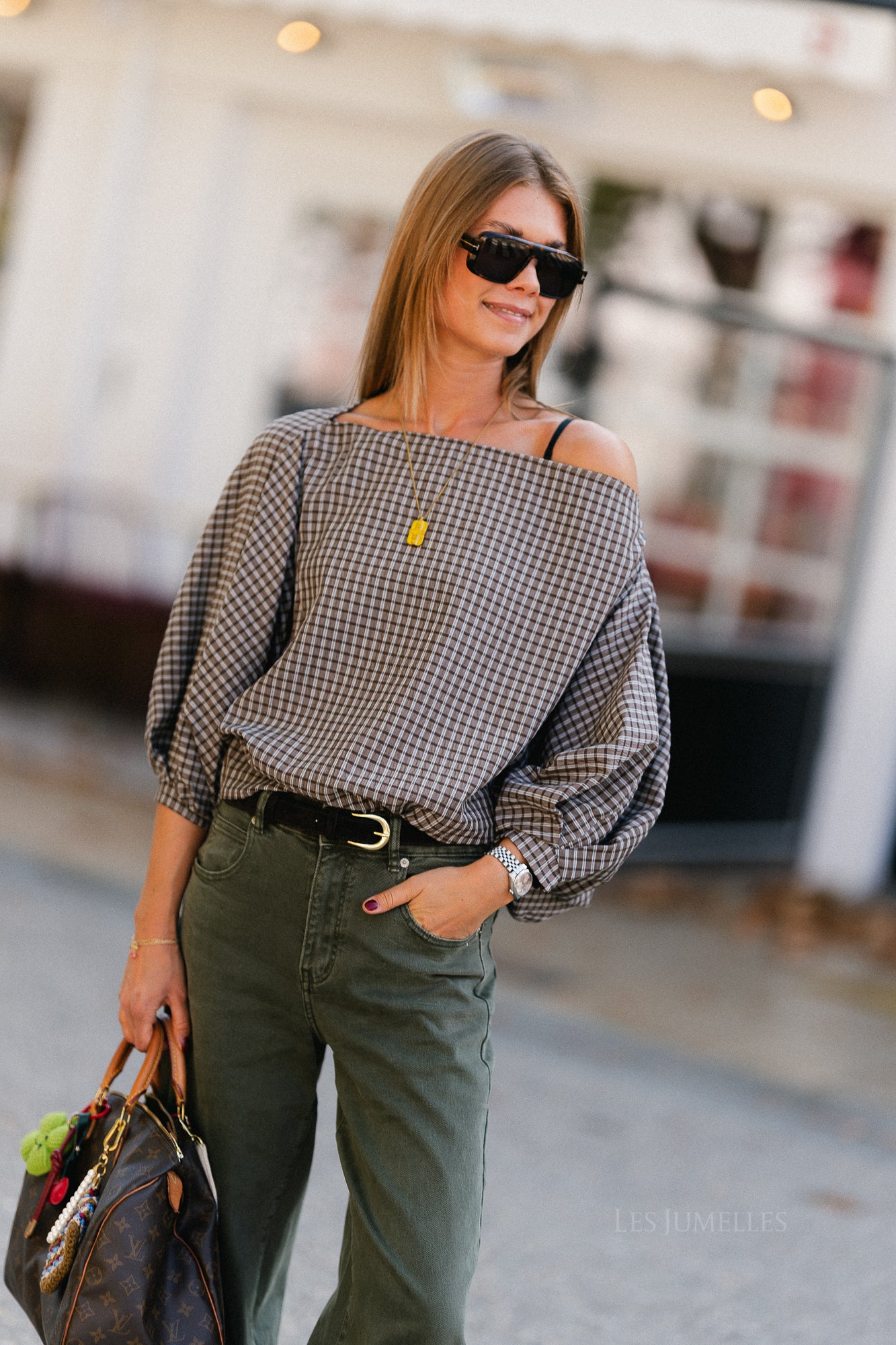 Cosette checkered blouse hot chocolate