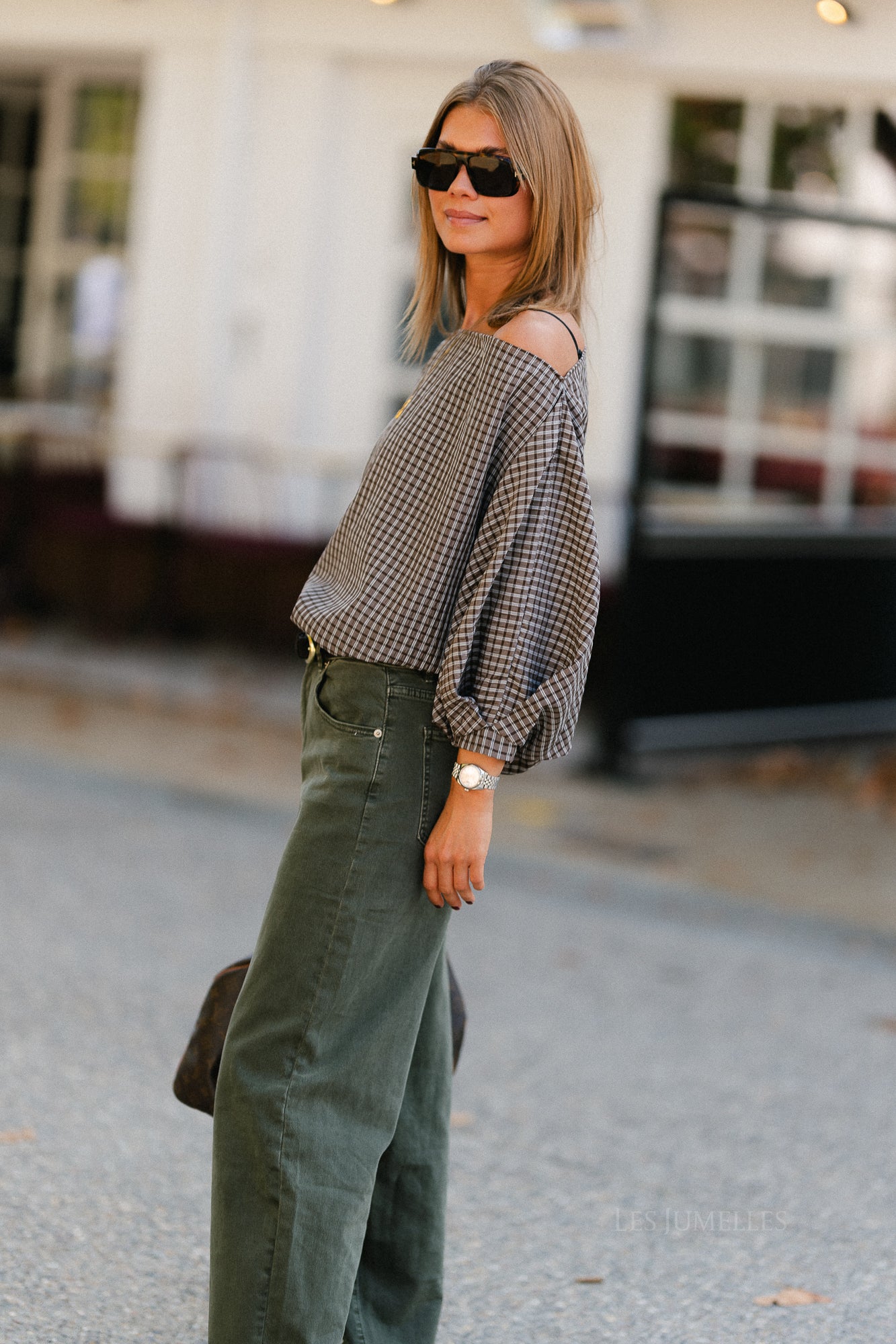 Cosette checkered blouse hot chocolate