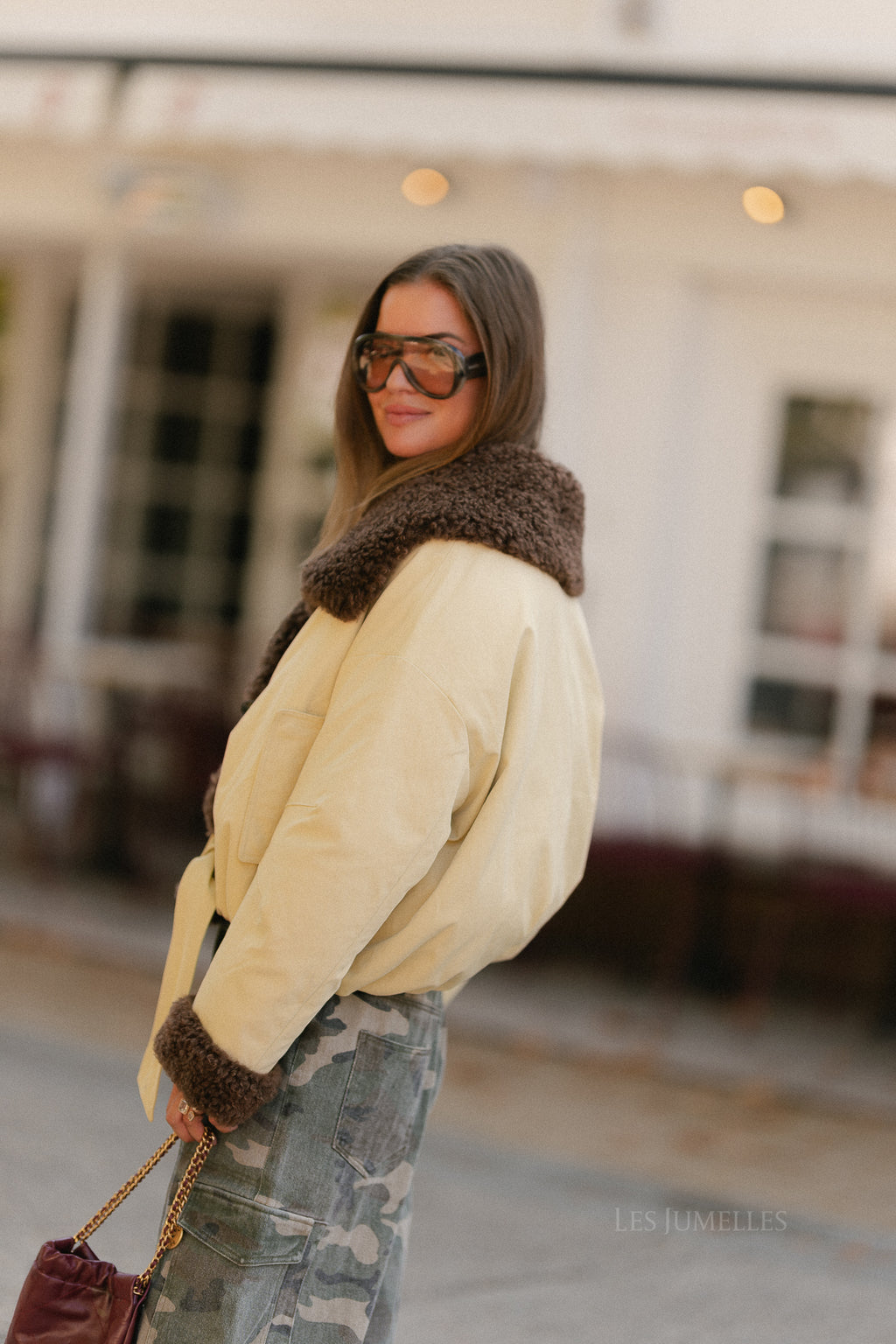 Quinn aviator jacket butter yellow