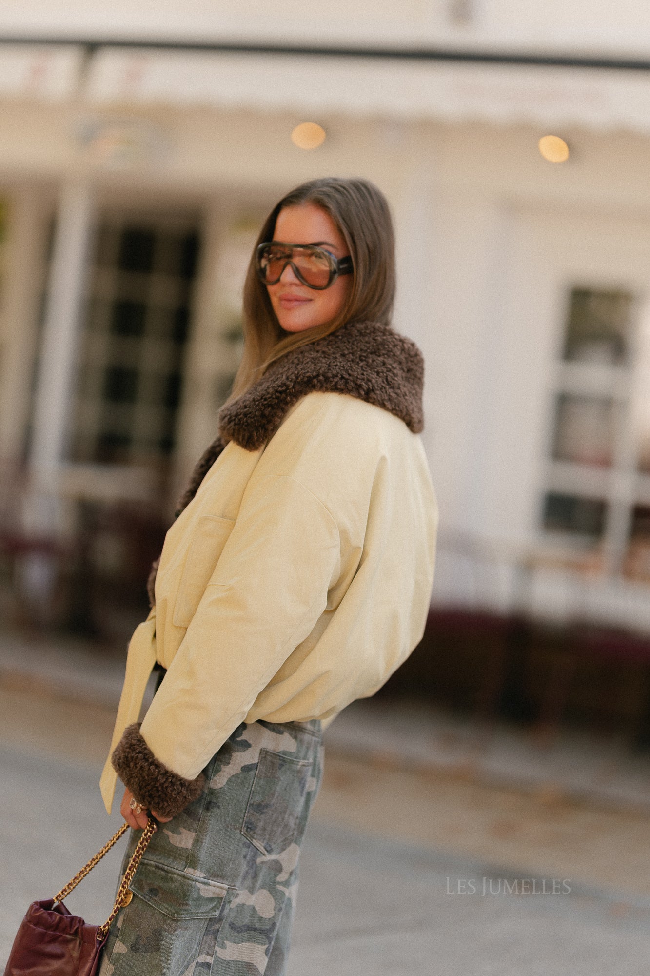 Quinn aviator jacket butter yellow
