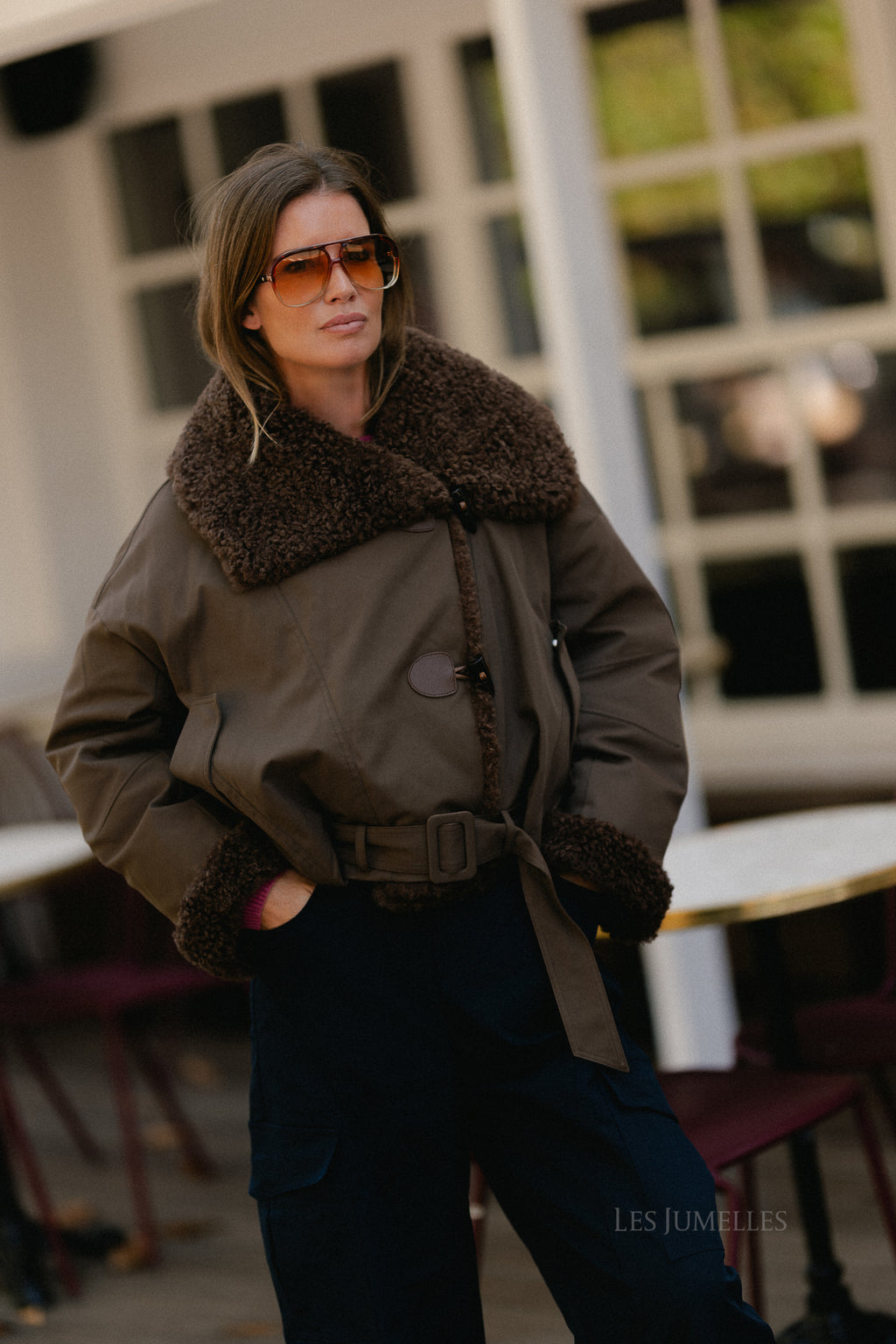 Quinn aviator jacket hot chocolate