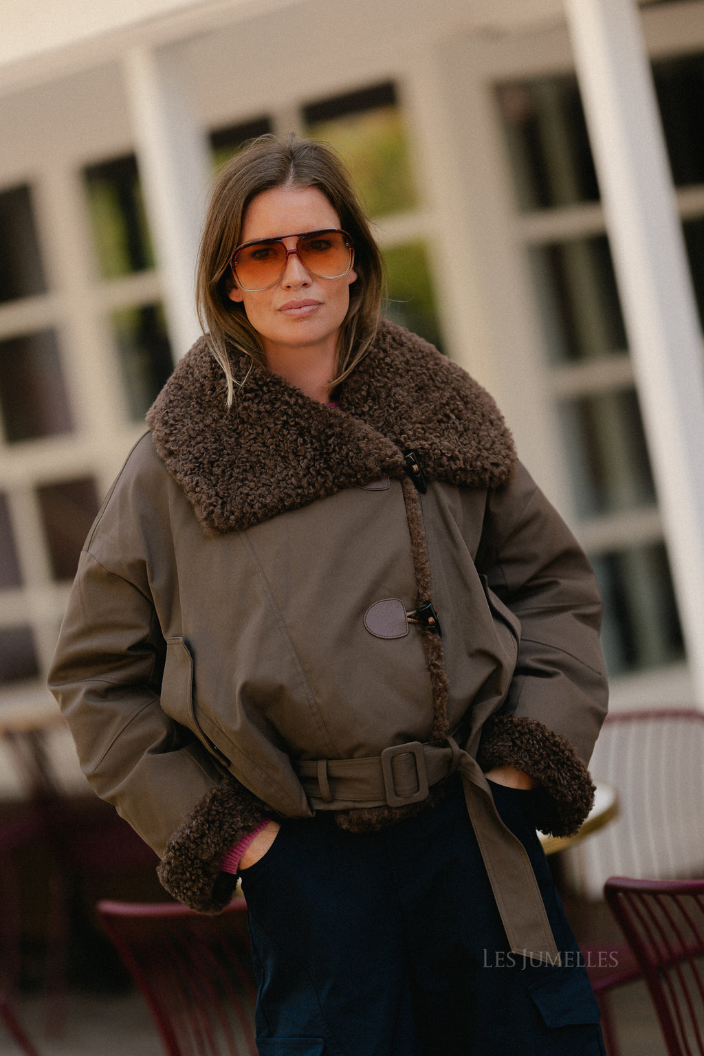 Quinn aviator jacket hot chocolate