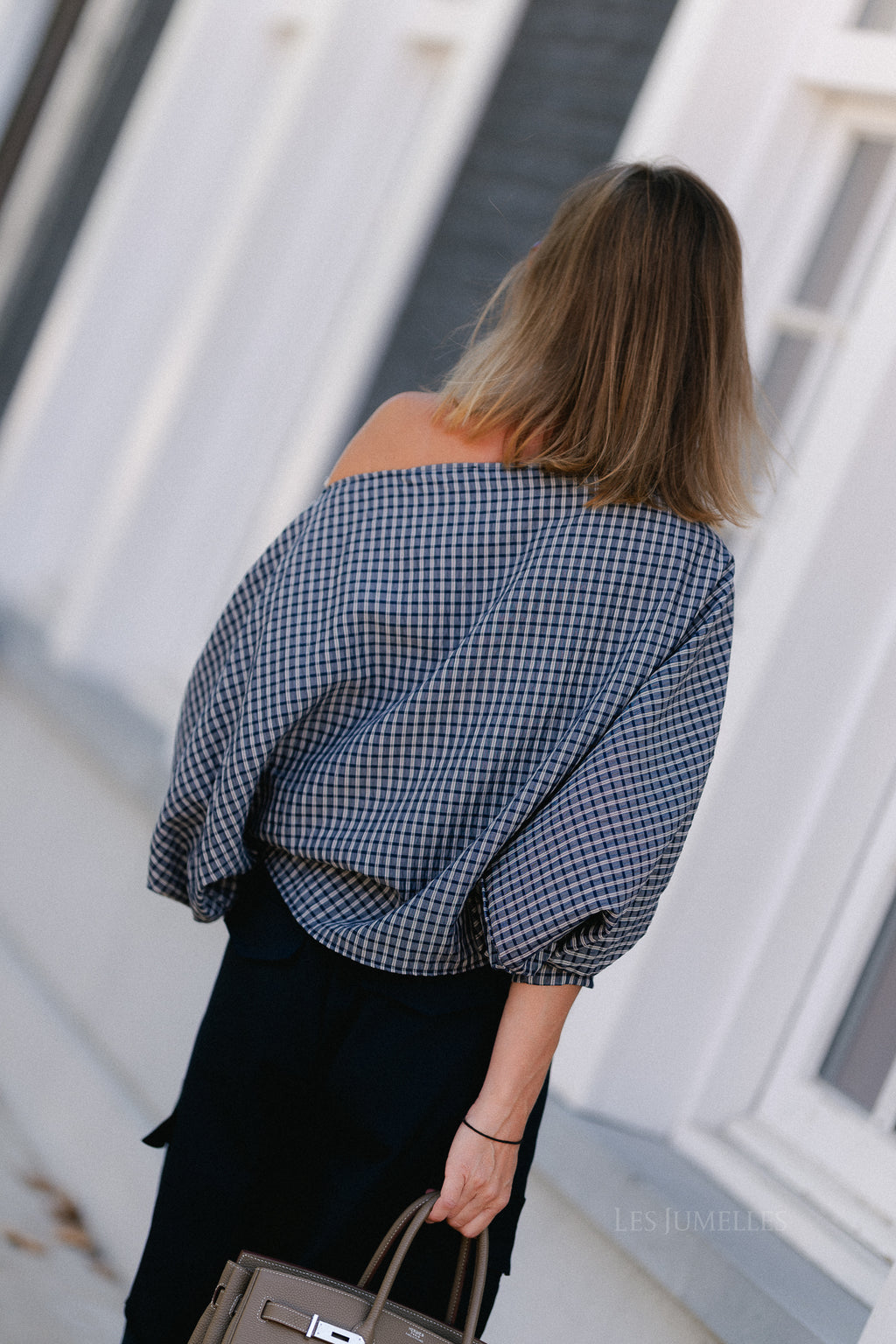 Cosette checkered blouse navy