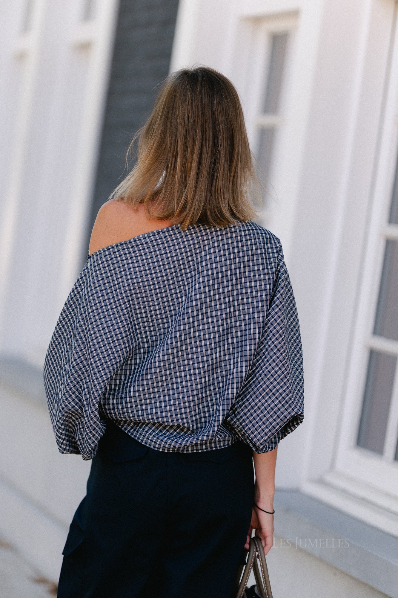 Cosette checkered blouse navy