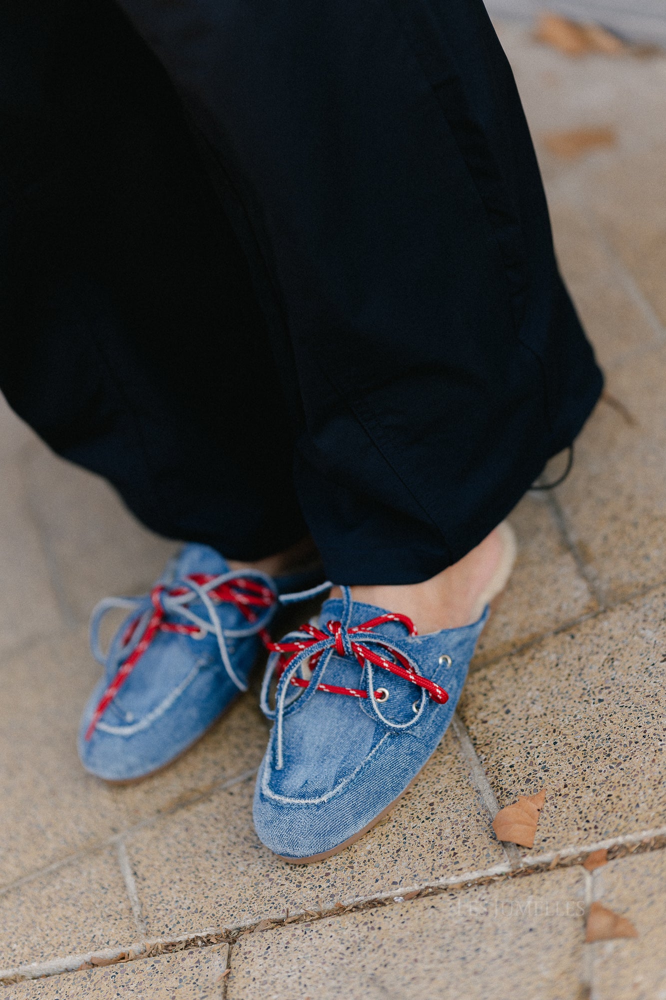 PAYasma lace fur loafers denim