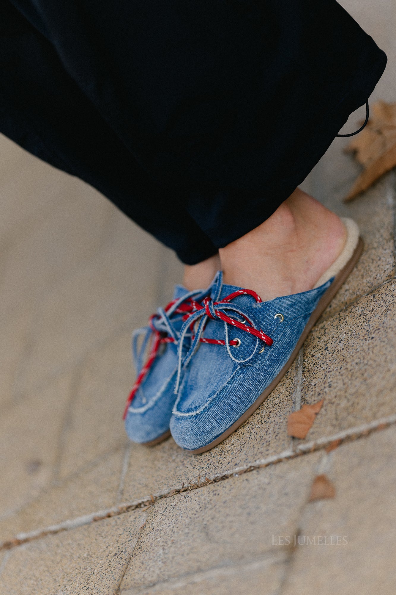 PAYasma lace fur loafers denim