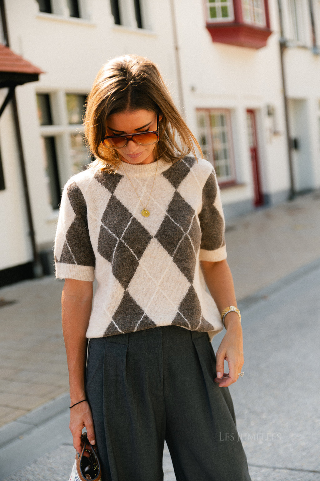 YASJohi SS wool blend pullover oatmeal/taupe gray