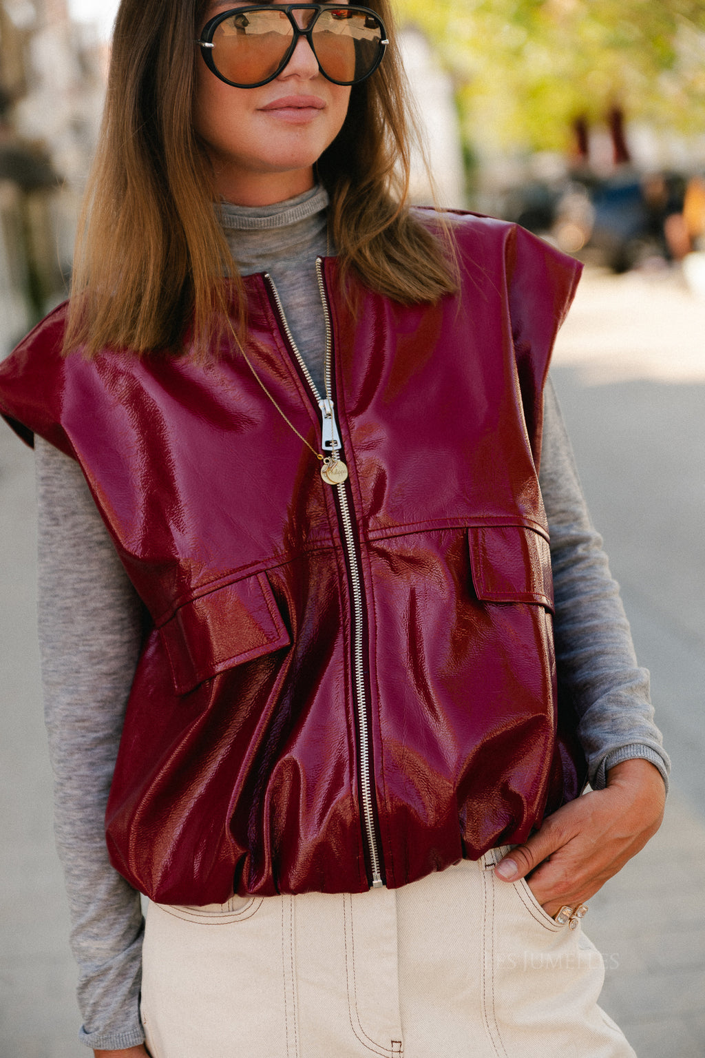 Scarlett SL PU jacket cherry red