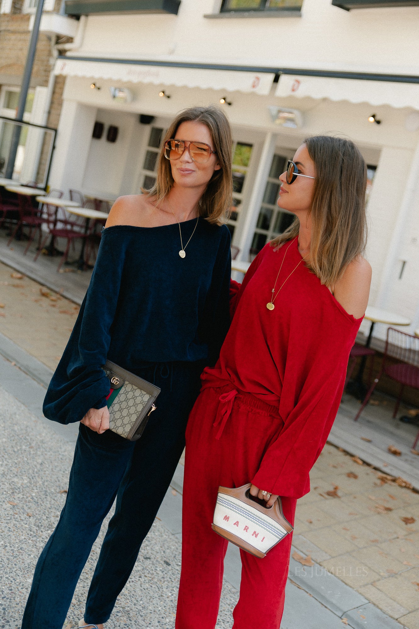 Gisele terry off-shoulder sweatshirt navy