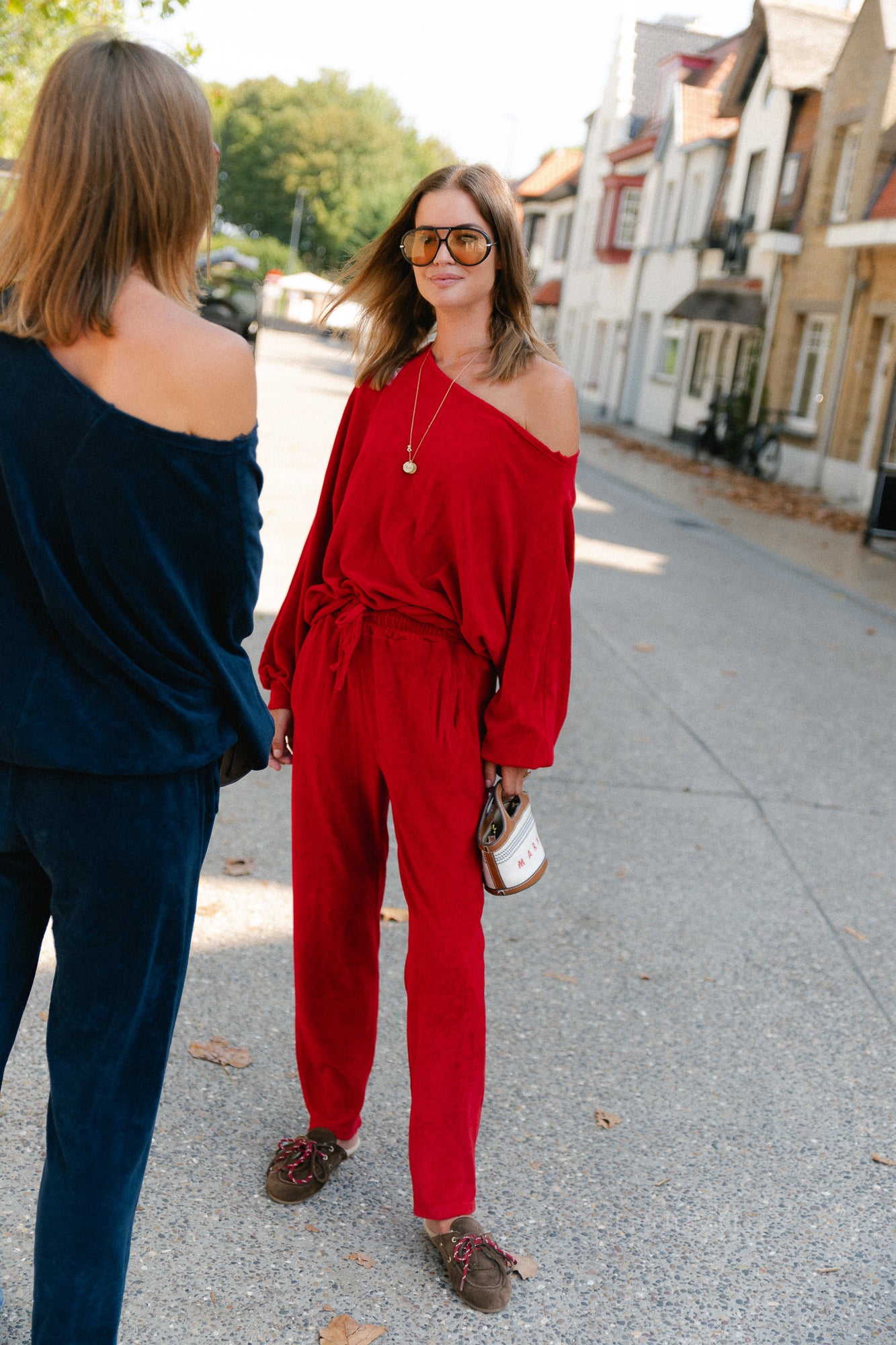 Gisele terry sweatpants red