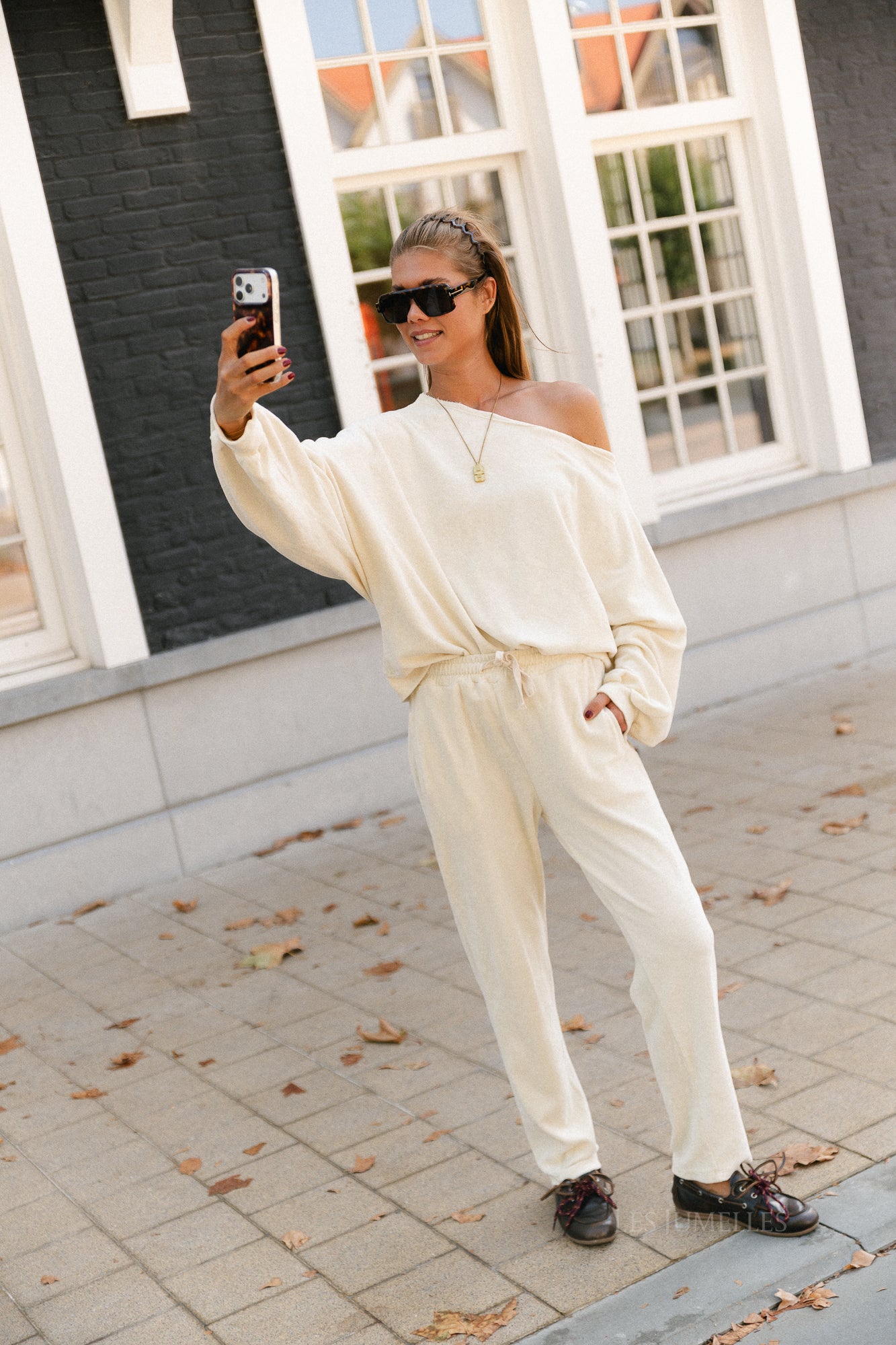 Gisele terry off-shoulder sweatshirt butter