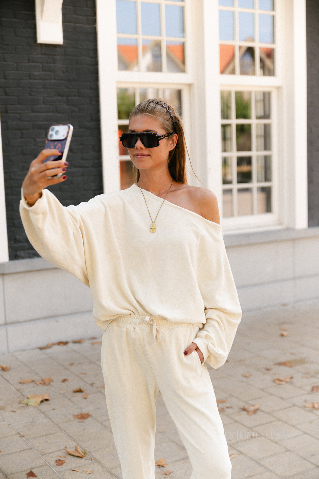 Gisele terry off-shoulder sweatshirt butter