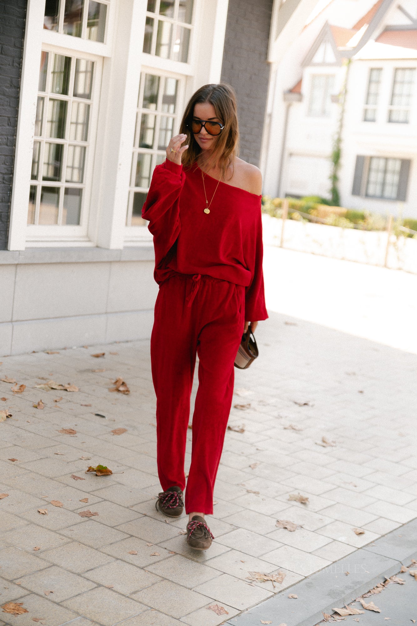Gisele terry sweatpants red
