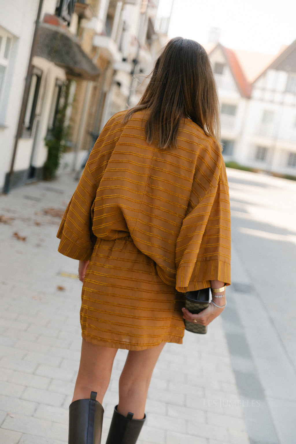 Gigi striped skirt golden brown
