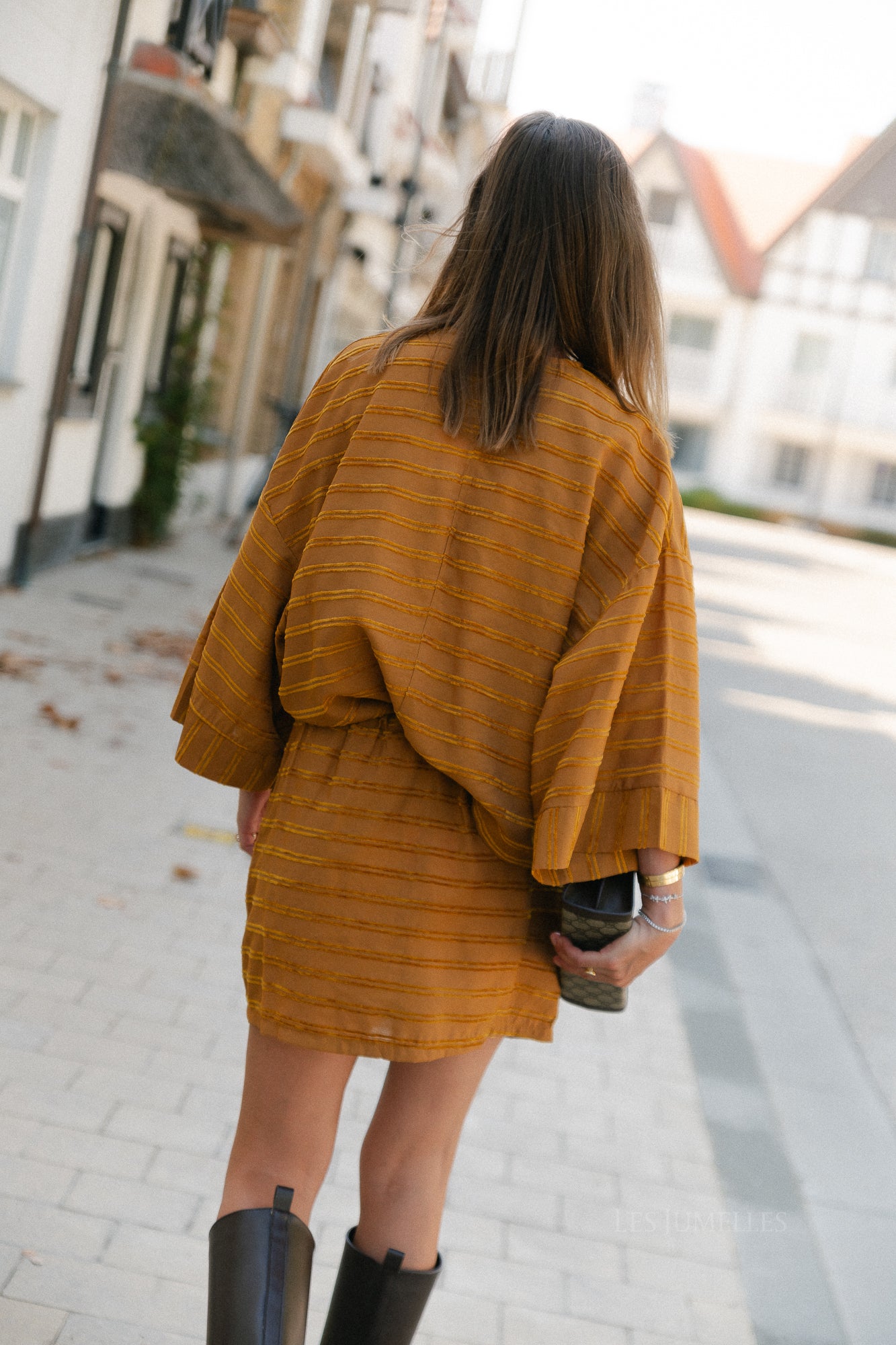 Gigi striped skirt golden brown