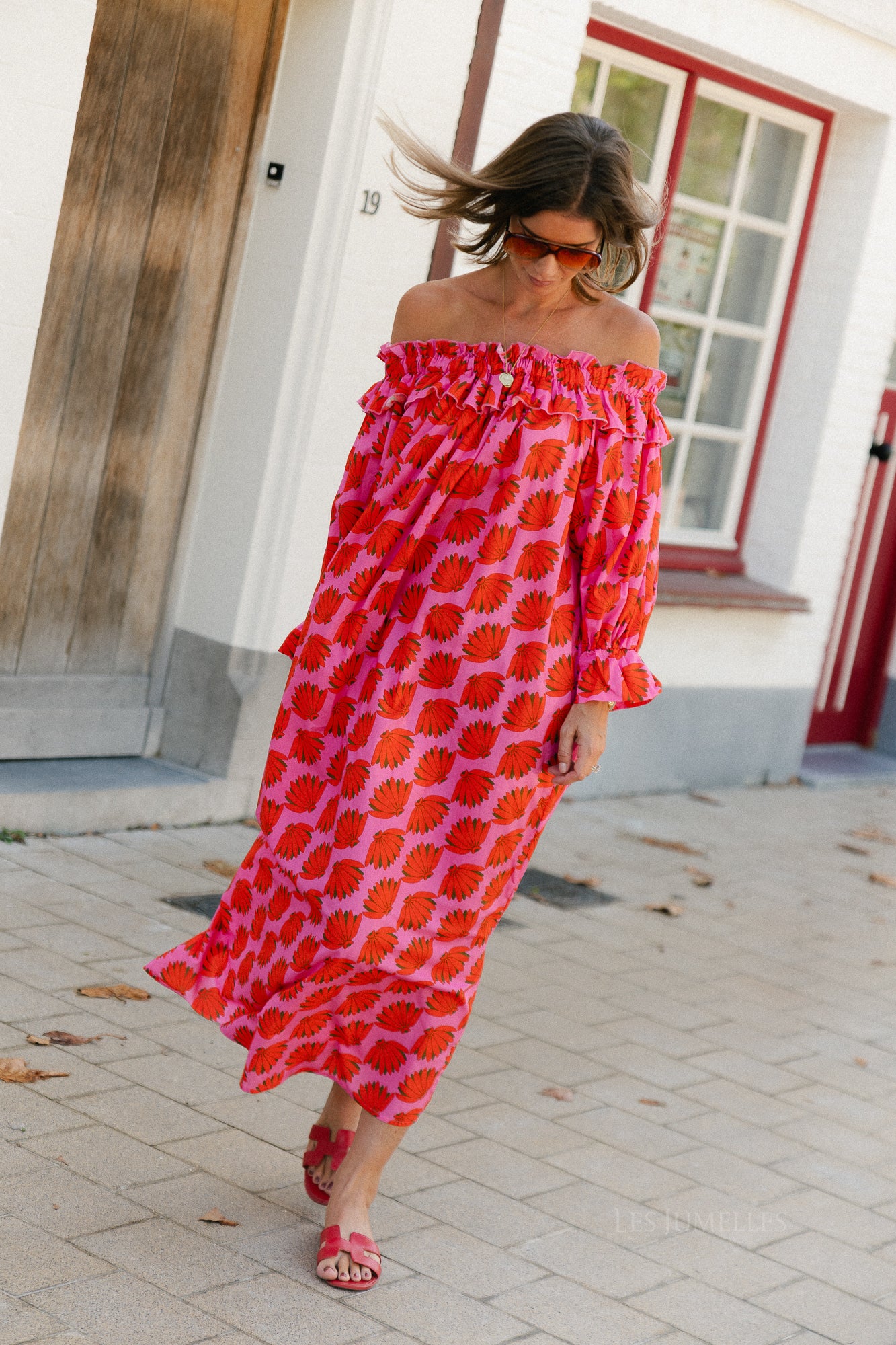 Josephine printed dress fuchsia/orange