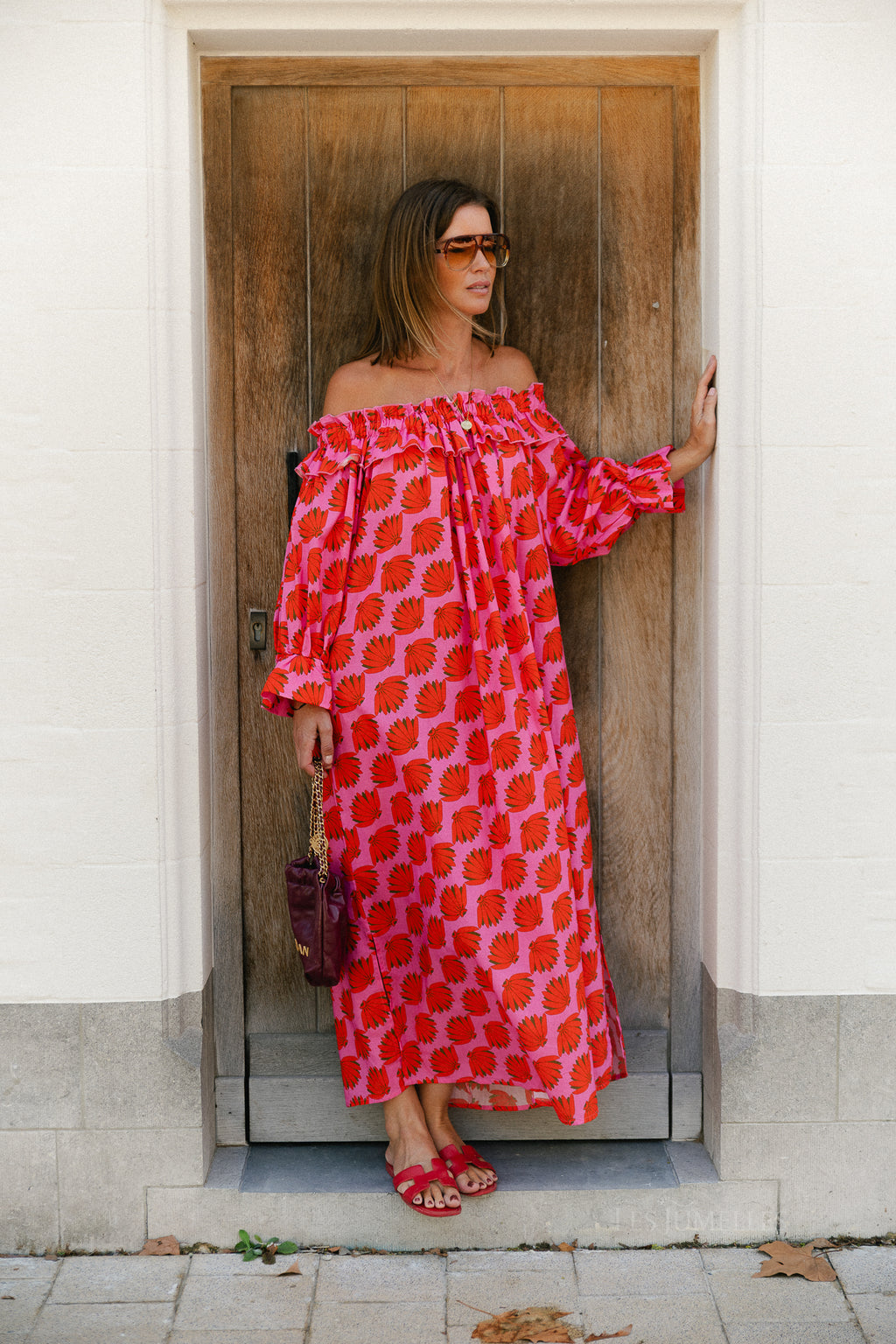 Josephine printed dress fuchsia/orange