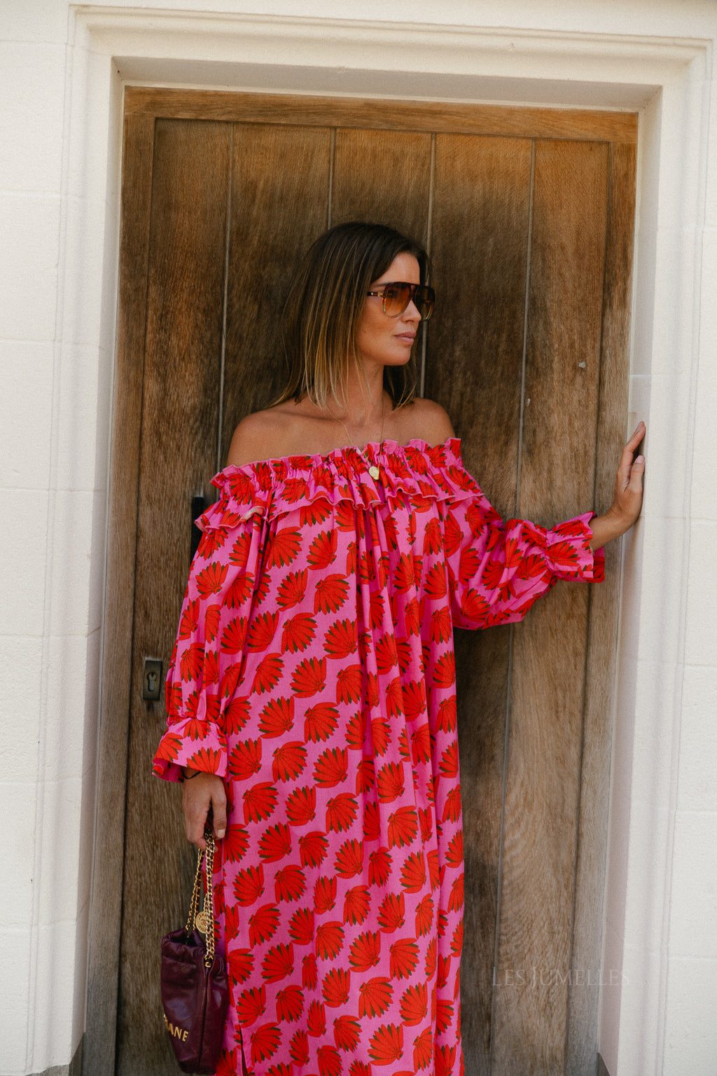 Josephine printed dress fuchsia/orange