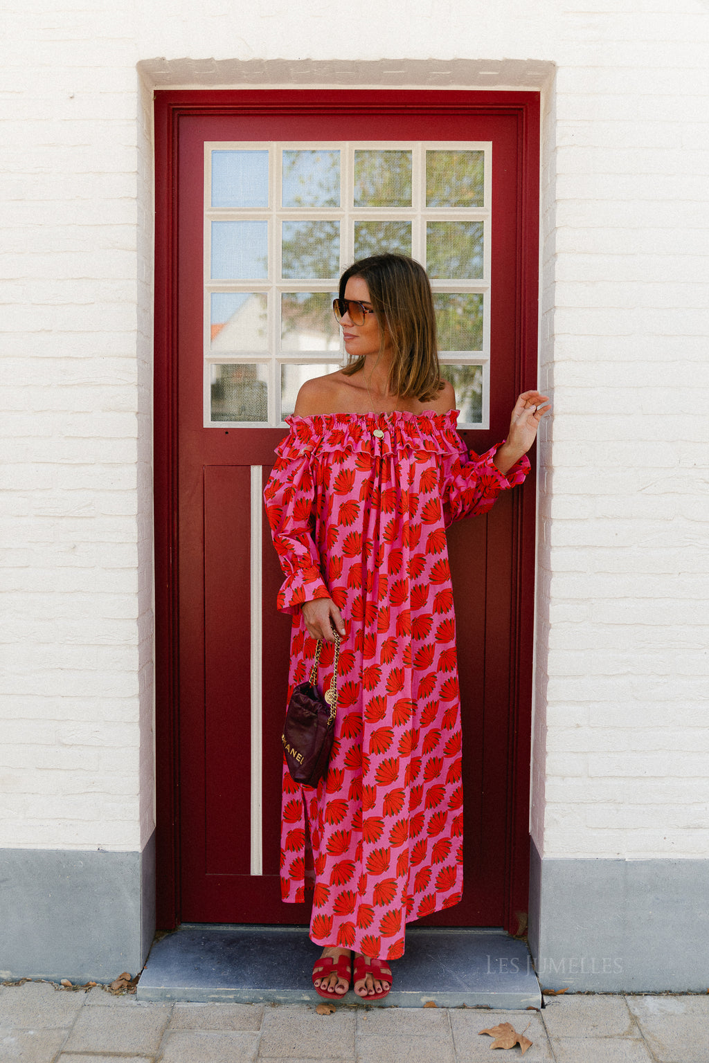 Josephine printed dress fuchsia/orange