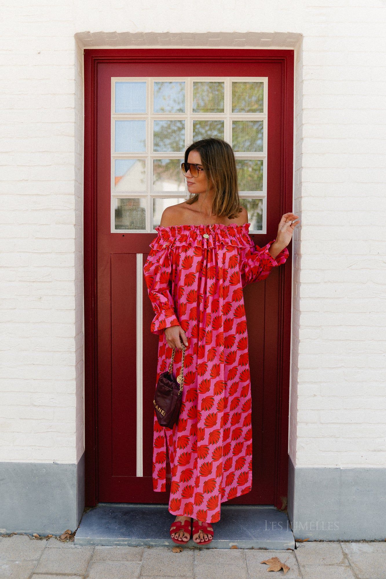 Josephine printed dress fuchsia/orange