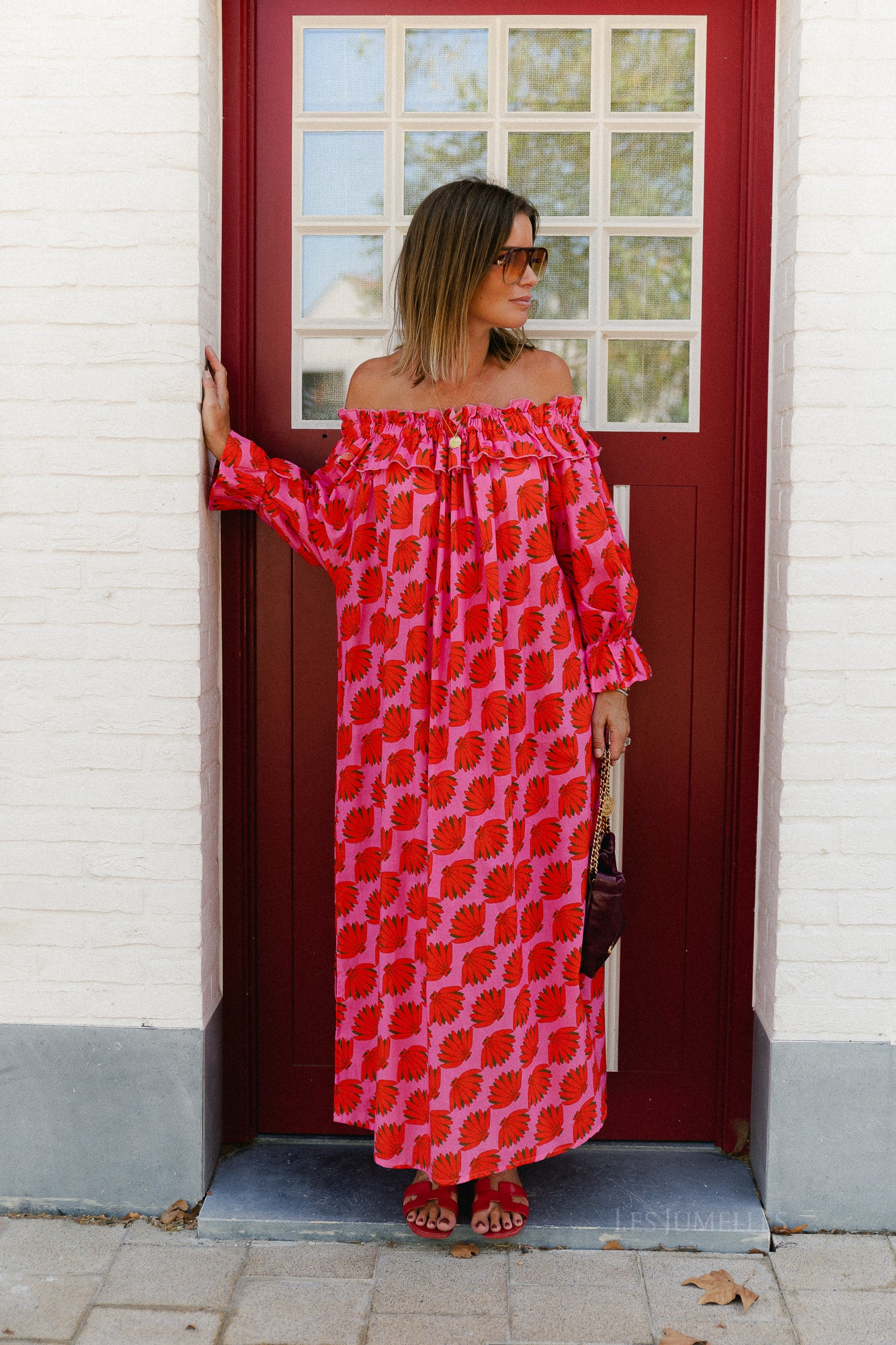 Josephine printed dress fuchsia/orange