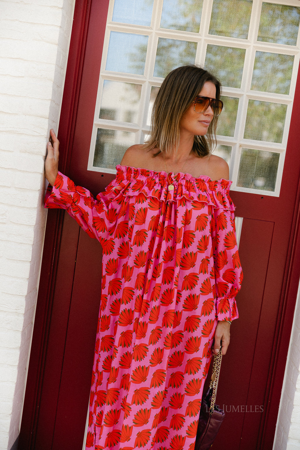 Josephine printed dress fuchsia/orange