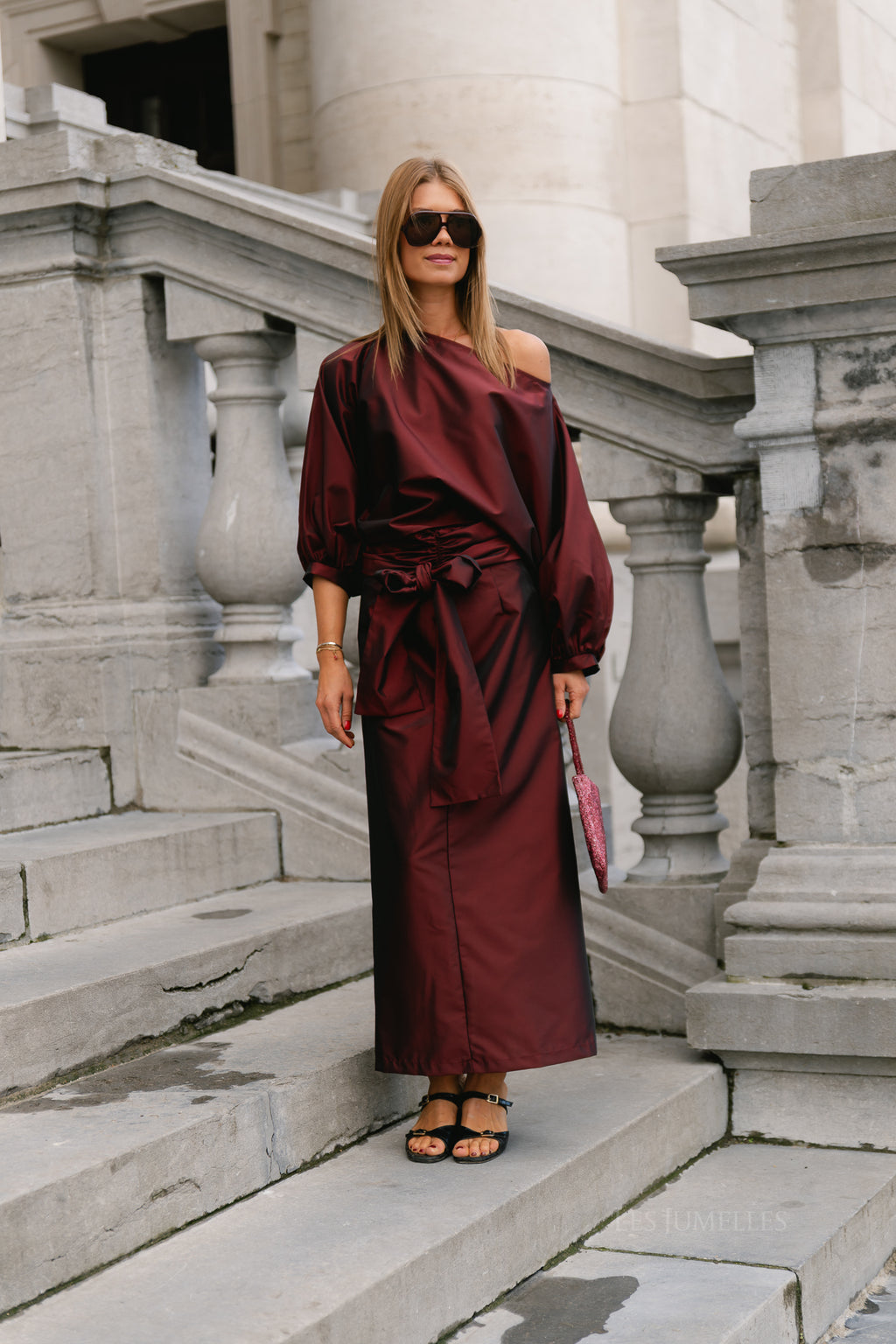Sutton tied maxi skirt burgundy