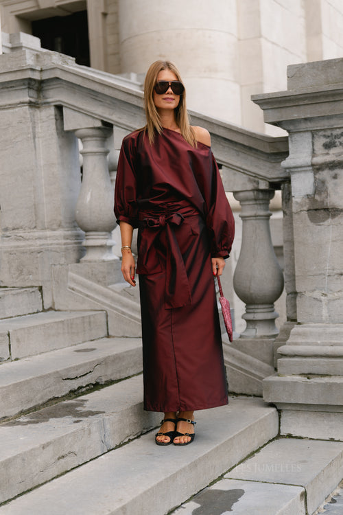 Sutton tied maxi skirt burgundy