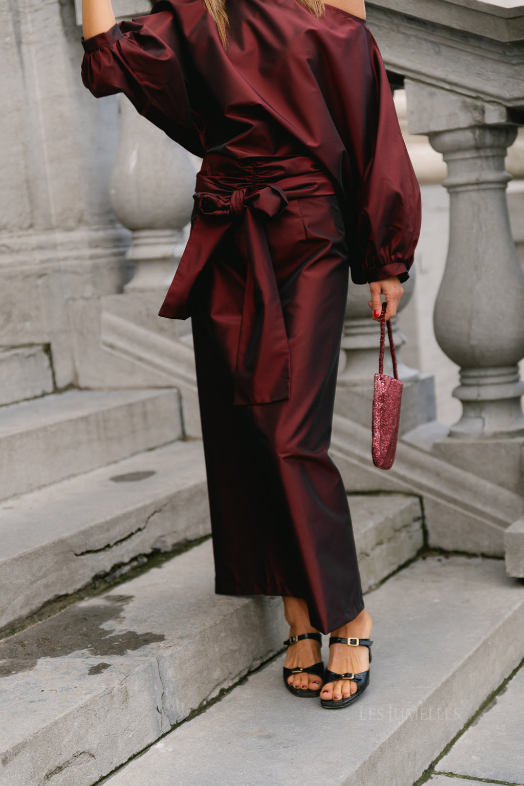 Sutton tied maxi skirt burgundy