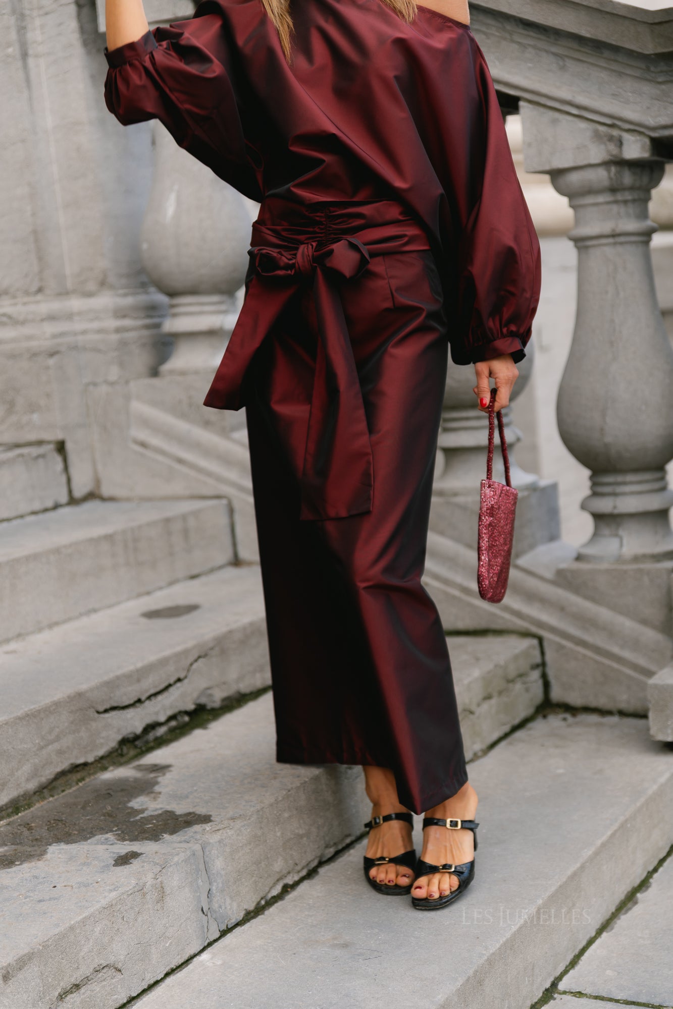 Sutton tied maxi skirt burgundy