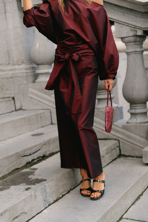 Sutton tied maxi skirt burgundy