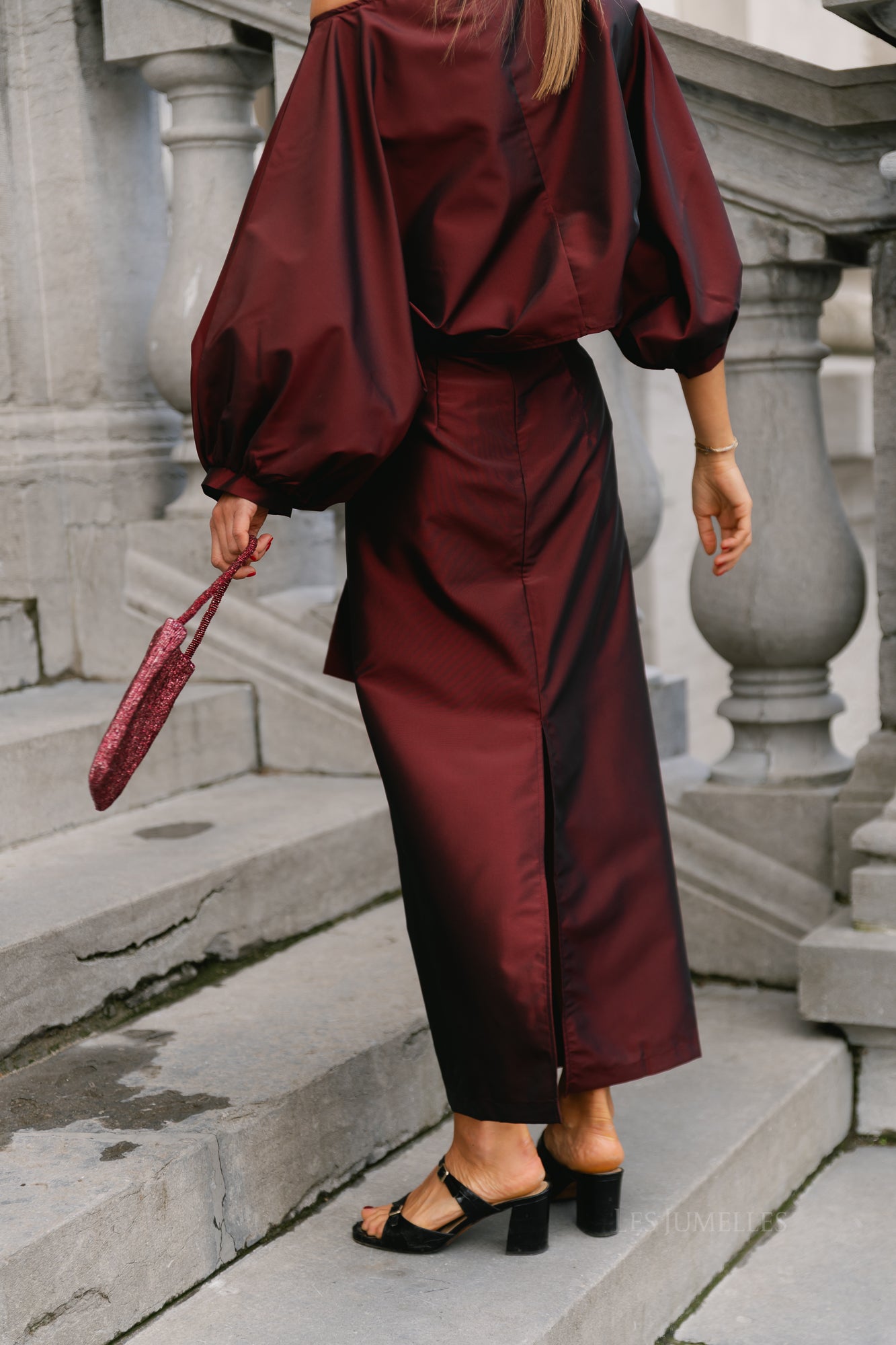 Sutton tied maxi skirt burgundy