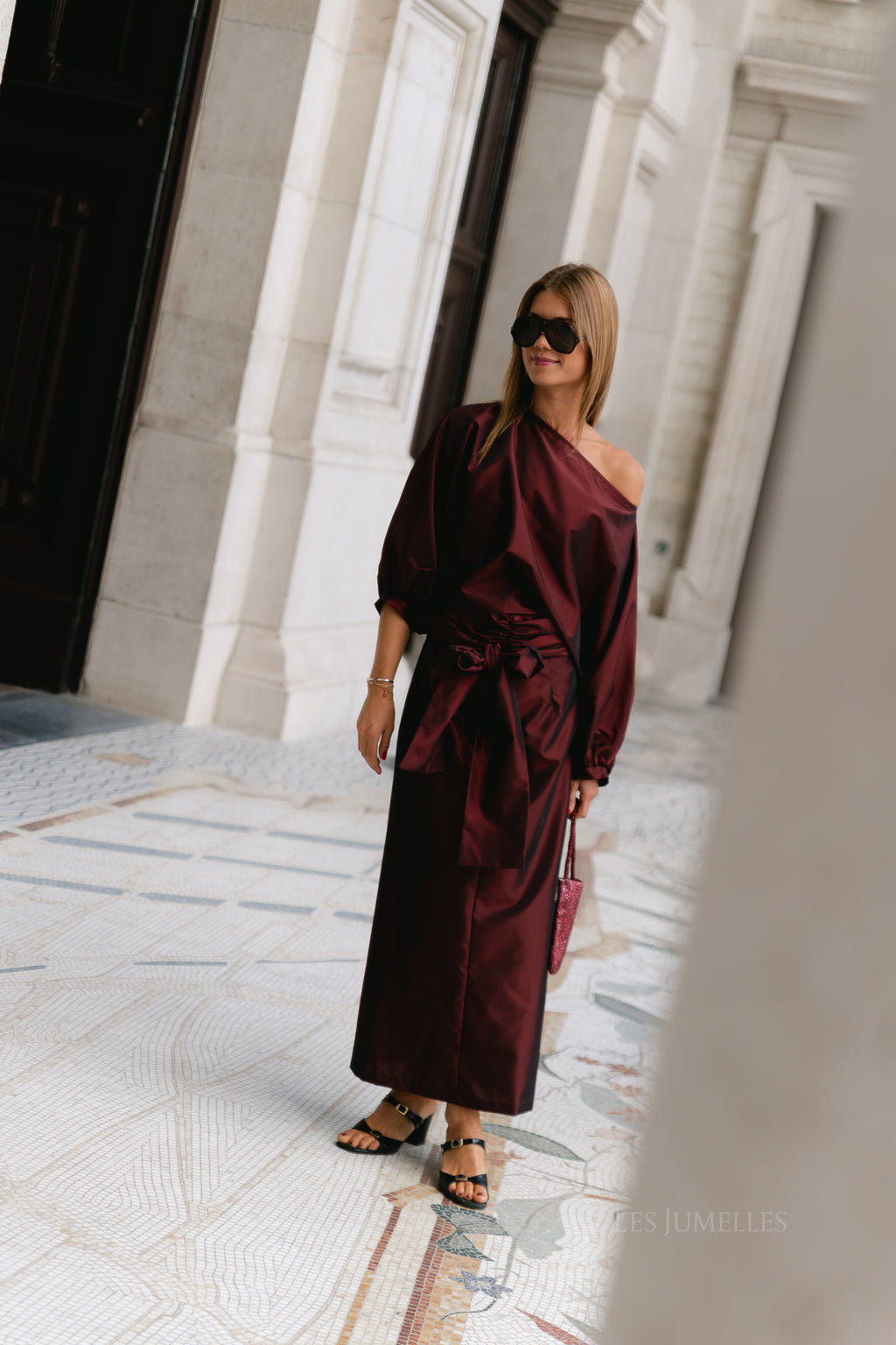 Sutton tied maxi skirt burgundy