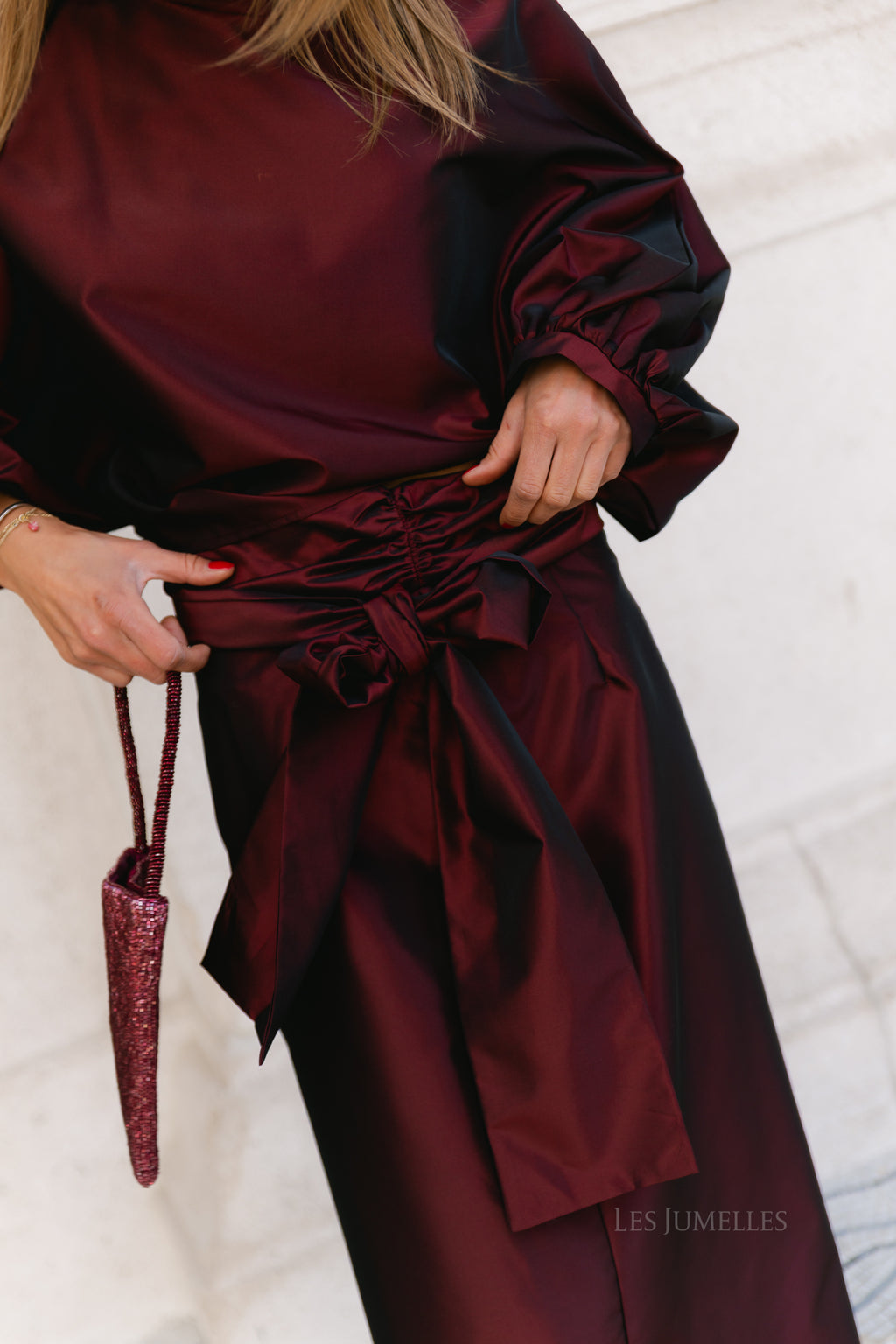 Sutton tied maxi skirt burgundy