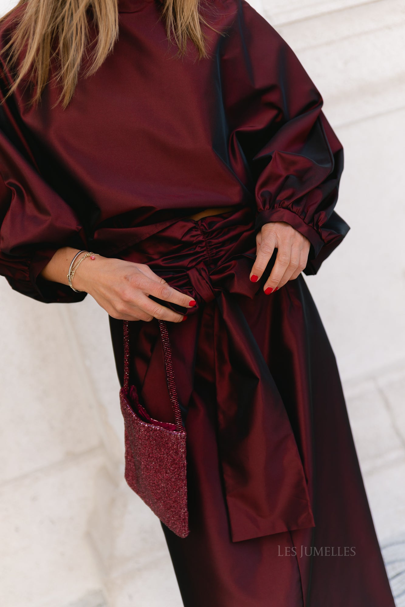 Sutton tied maxi skirt burgundy
