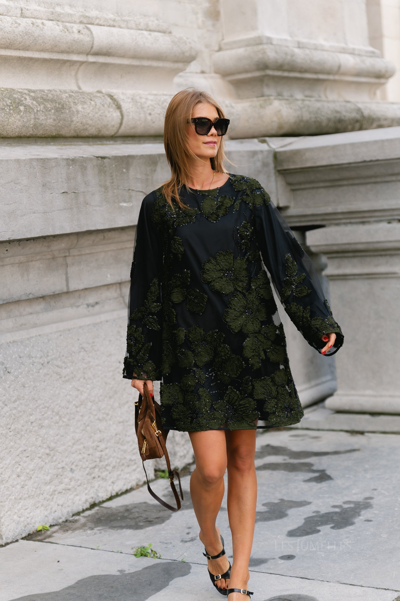 YASFlouing LS dress show black