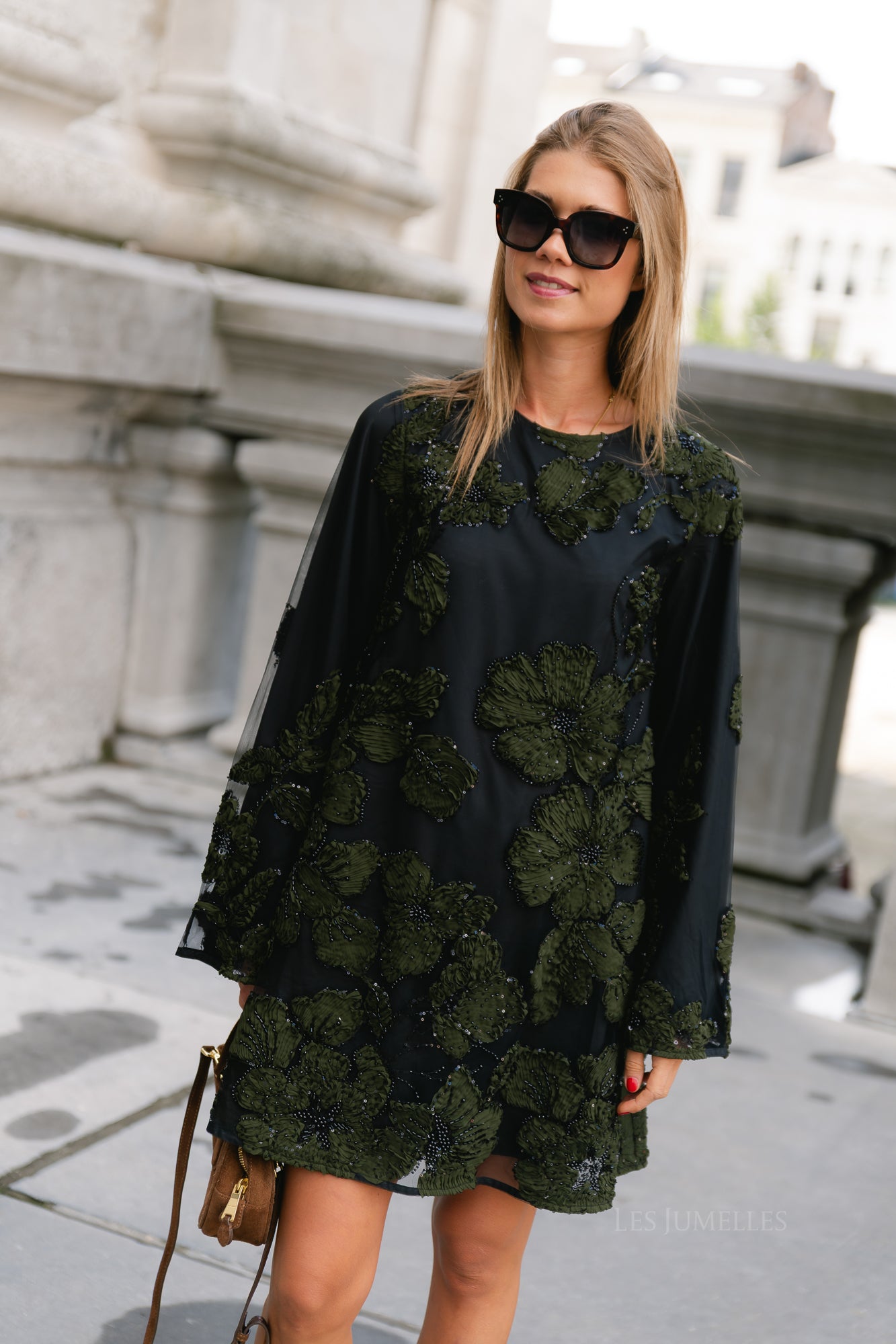 YASFlouing LS dress show black