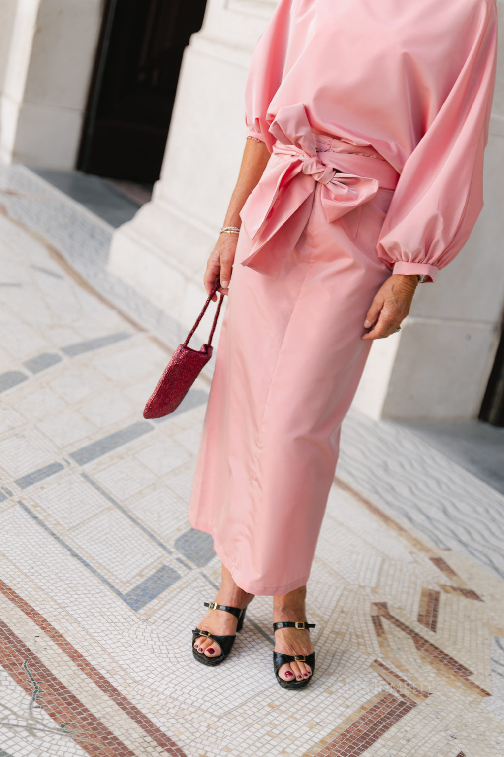 Sutton tied maxi skirt light pink