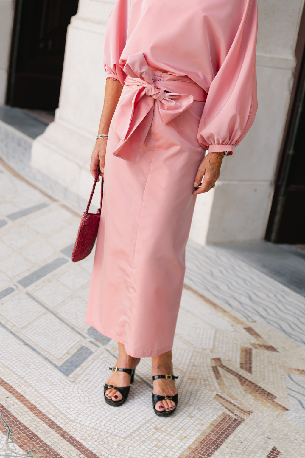 Sutton tied maxi skirt light pink