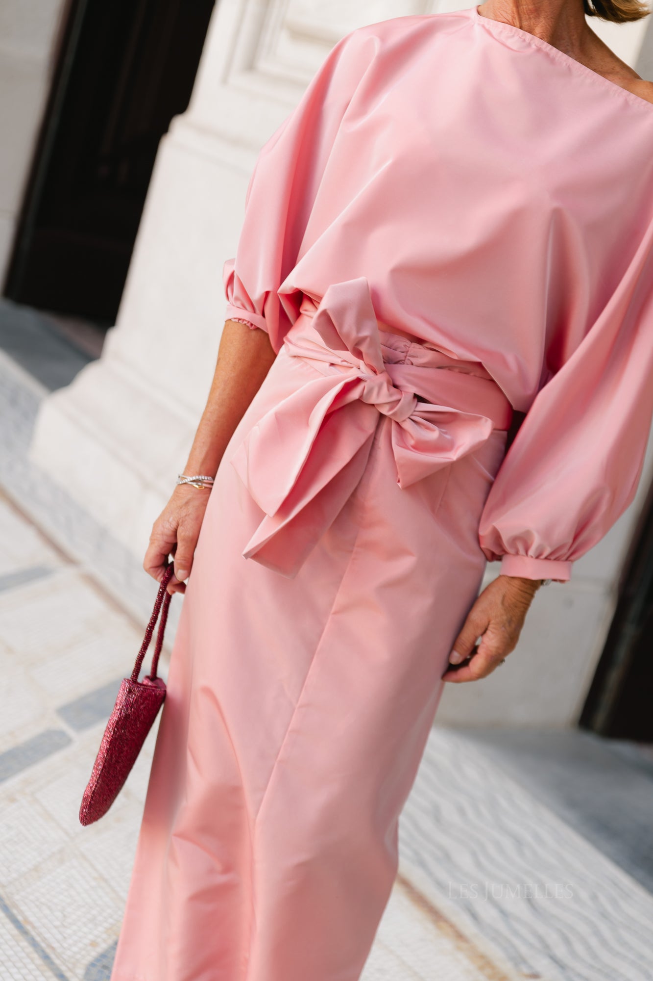 Sutton tied maxi skirt light pink