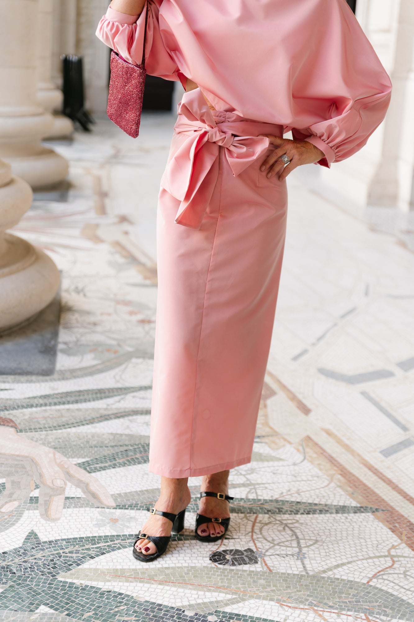 Sutton tied maxi skirt light pink