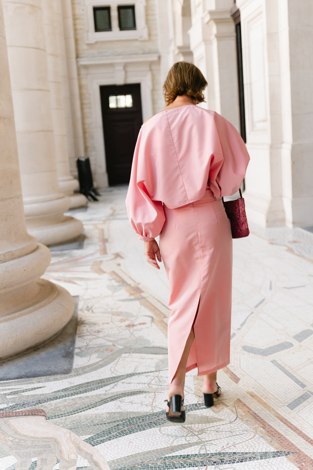 Sutton tied maxi skirt light pink