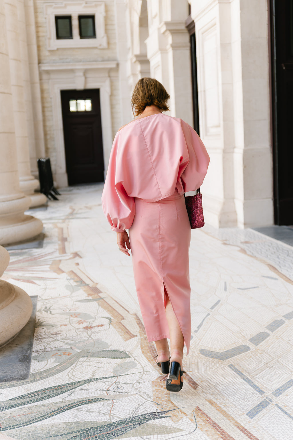 Sutton tied maxi skirt light pink